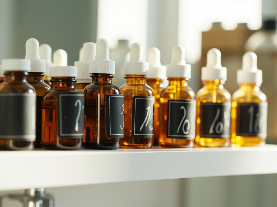 Daily medication bottles organized on medicine cabinet shelf at eye level with chalkboard labels