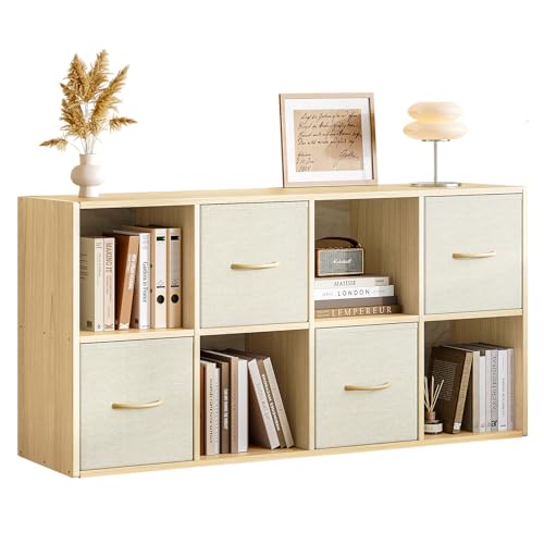 EXPERLAM 8 Cube Storage Organizer Solid Wood Bookshelf